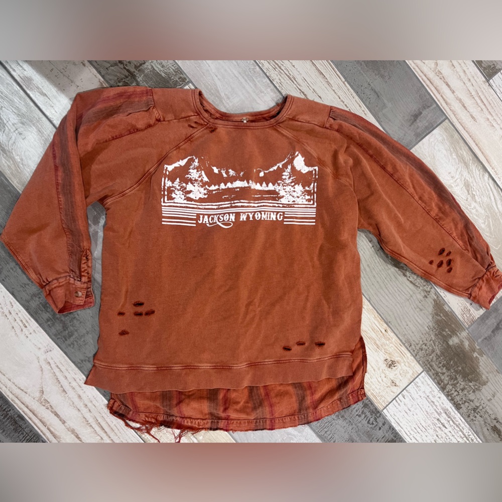Free People Oversized Distressed Sweatshirt